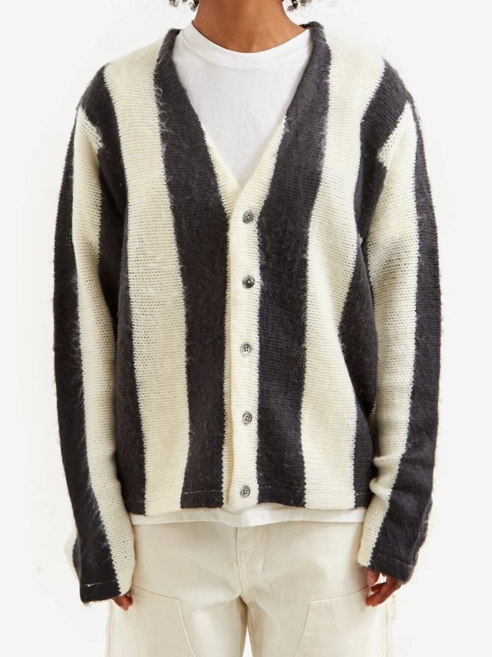 Stussy Stripe Brushed Cardigan W - Natural